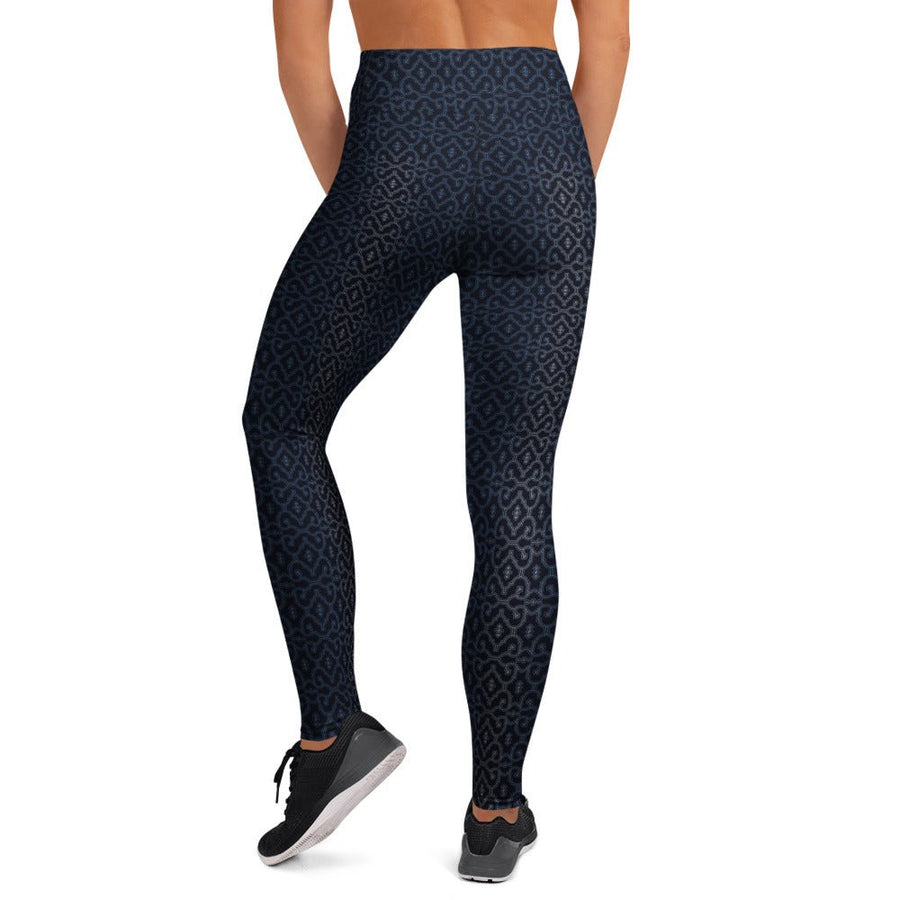 Moonlight Shipibo Classic - Luminous Silver Yoga Leggings - symbolika
