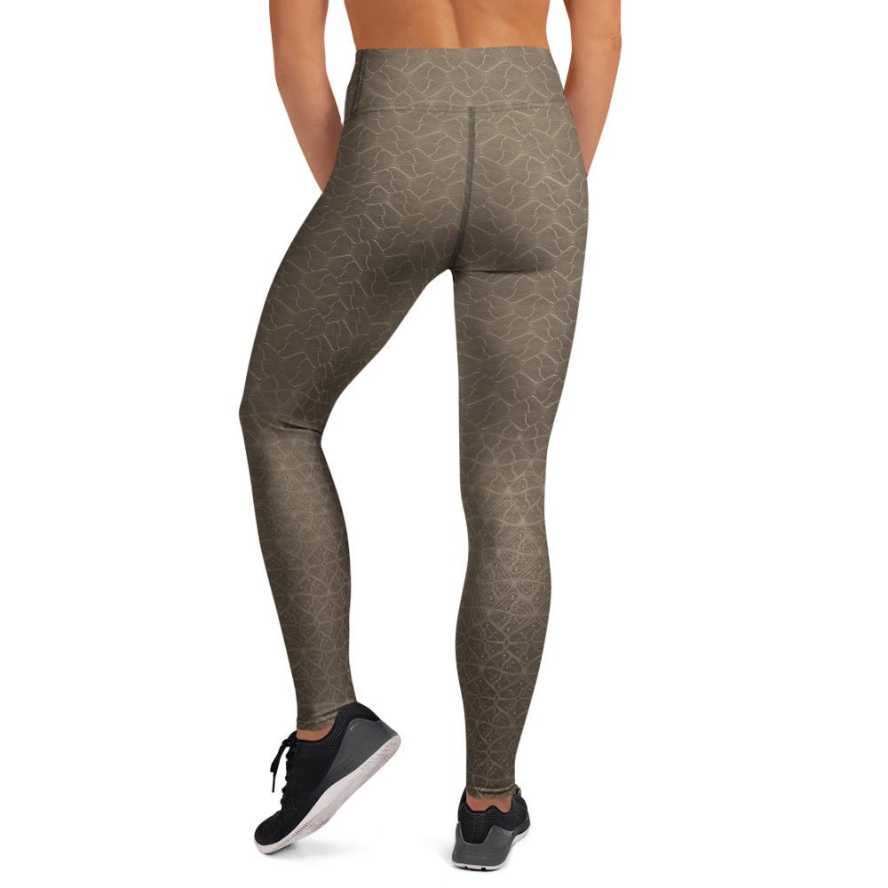 Shipibo Butterfly Soft Bark - Earthy Gradient Yoga Leggings - symbolika
