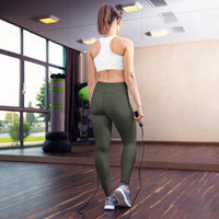 Crossgress Olive Yoga Leggings - Diagonal Lattice Pattern