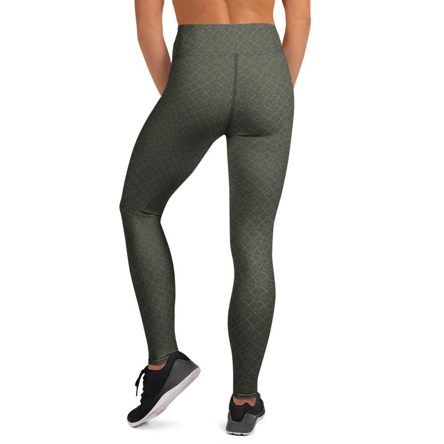 Crossgress Olive Yoga Leggings - Diagonal Lattice Pattern - symbolika
