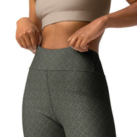 Crossgress Olive Yoga Leggings - Diagonal Lattice Pattern