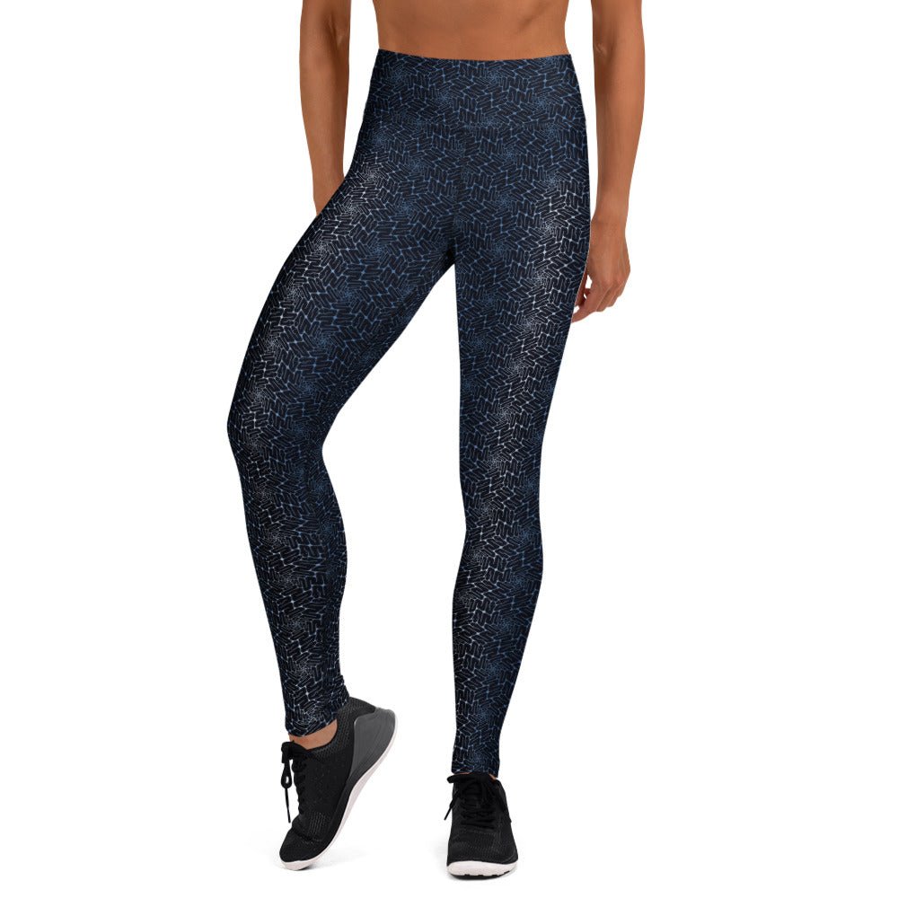 Moonlight Snaxagons Yoga Leggings – Flowing Hexagon Tessellation - symbolika