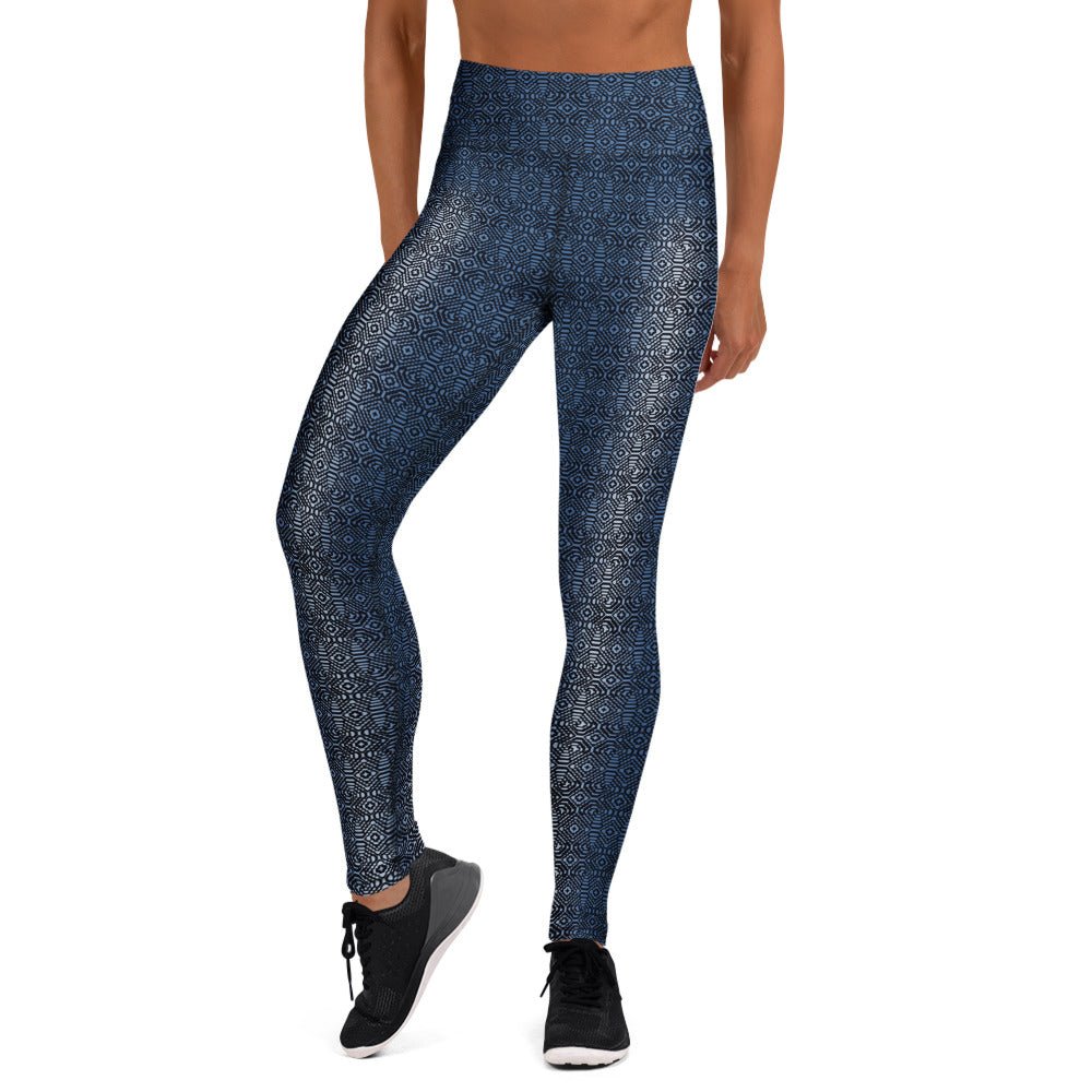Moonlight Shipibo Sonido Yoga Leggings – Rhythmic Pattern Gradient - symbolika