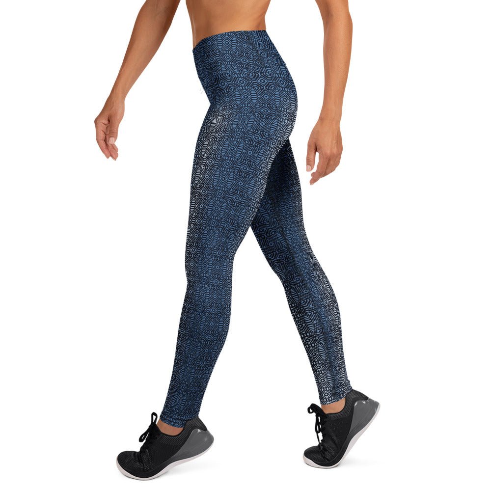Moonlight Shipibo Sonido Yoga Leggings – Rhythmic Pattern Gradient - symbolika