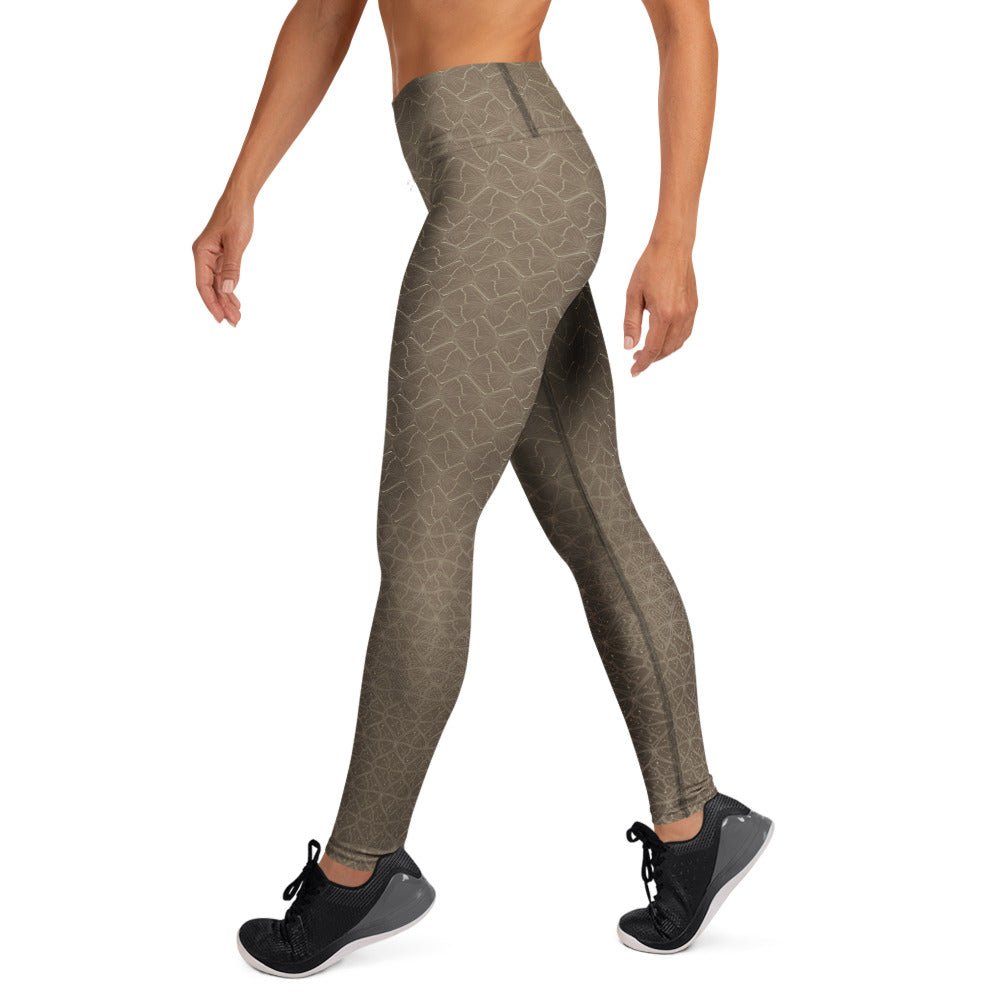 Shipibo Butterfly Soft Bark - Earthy Gradient Yoga Leggings - symbolika