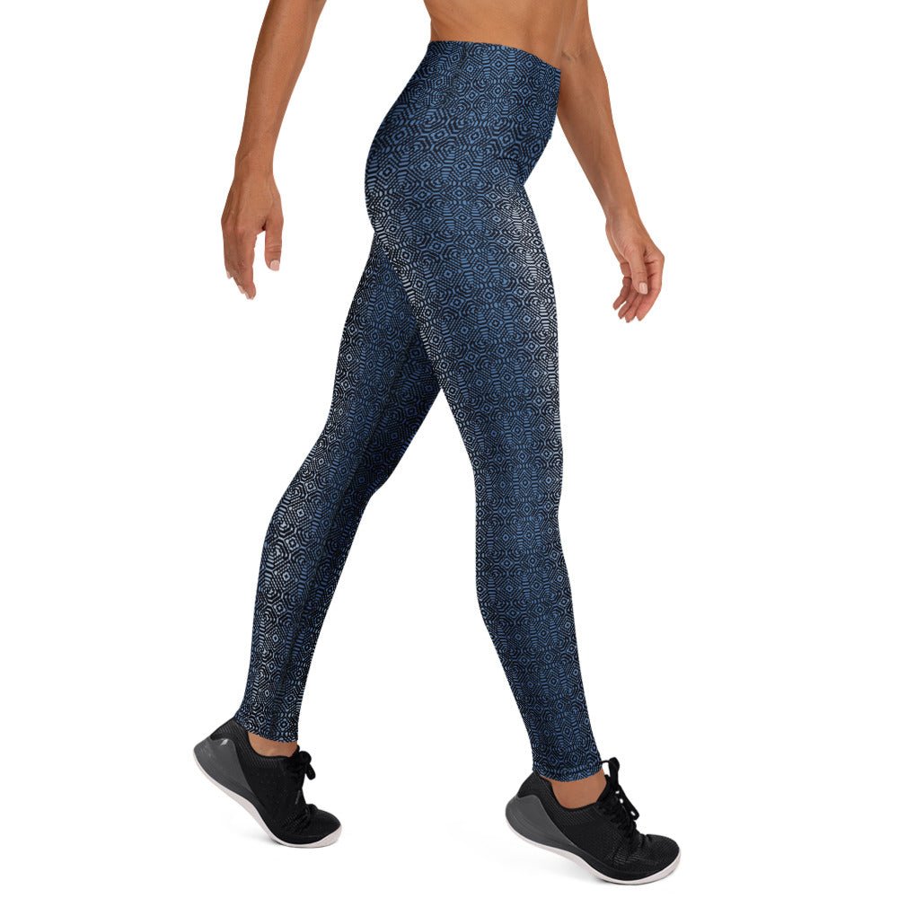 Moonlight Shipibo Sonido Yoga Leggings – Rhythmic Pattern Gradient - symbolika