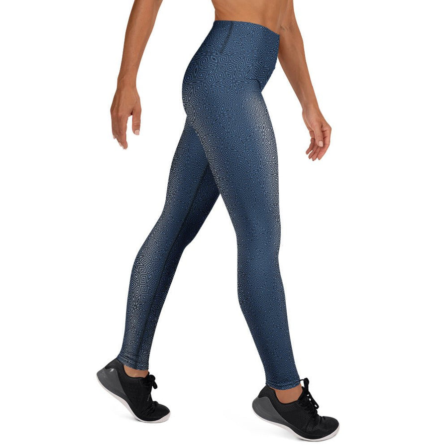 Penrose Cubes Geometric Yoga Leggings - Impossible Tessellation - symbolika