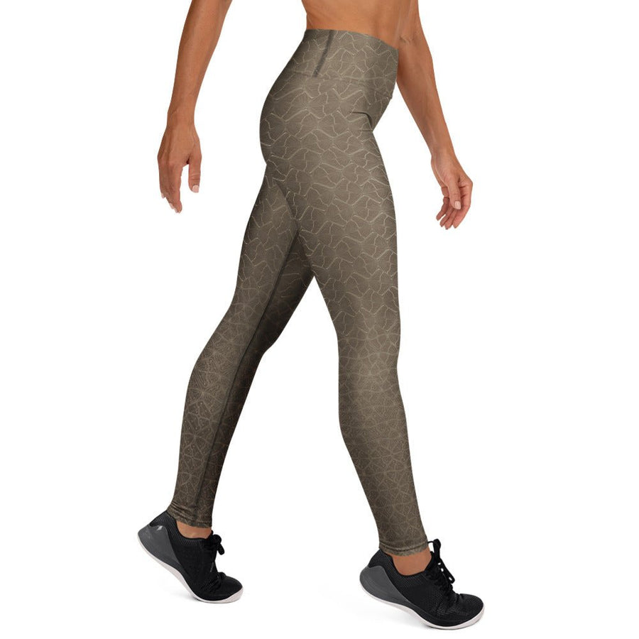 Shipibo Butterfly Soft Bark - Earthy Gradient Yoga Leggings - symbolika