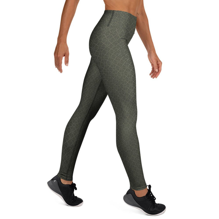 Crossgress Olive Yoga Leggings - Diagonal Lattice Pattern - symbolika