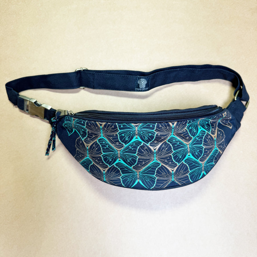Butterfly Morph Canvas Fanny Pack — Metamorphosis Art Fanny Pack - Detail Close-Up by Symbolika