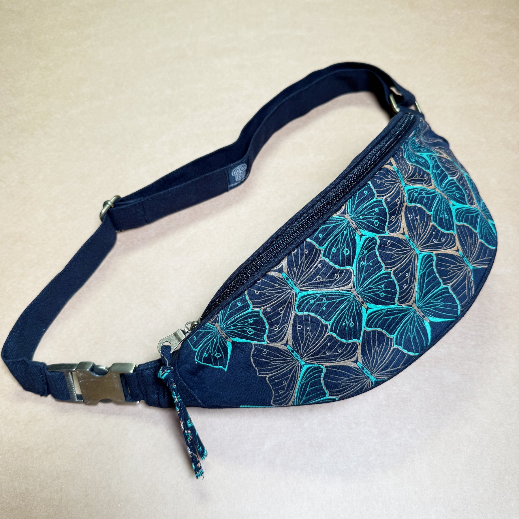 Butterfly Morph Canvas Fanny Pack — Metamorphosis Art Fanny Pack - Back View by Symbolika