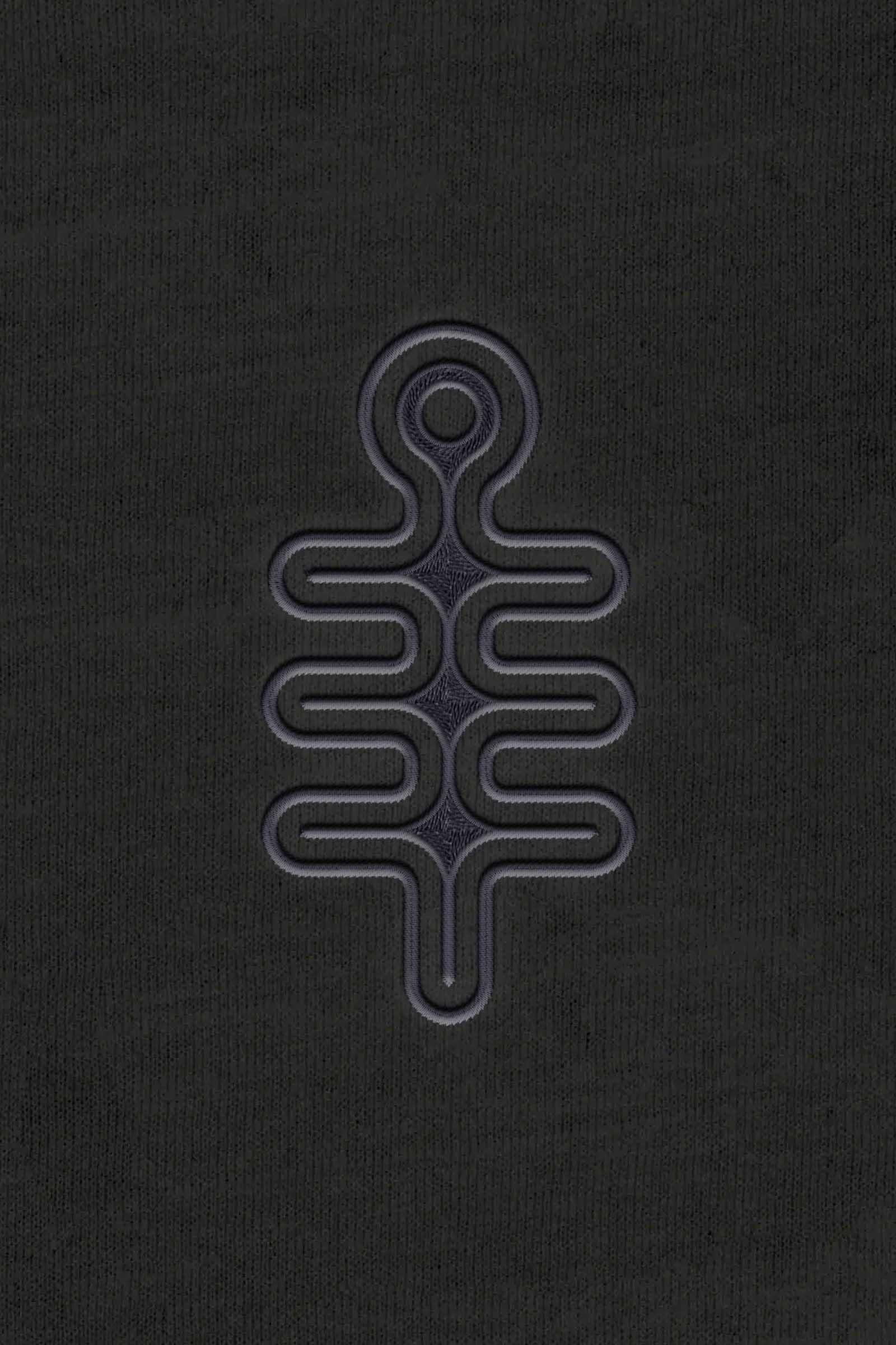 DMT Symbol - Monochrome Embroidery Woman Sweatshirt - Dark - symbolika