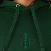 DMT Symbol - Green Embroidery on Forest Green Unisex Hoodie
