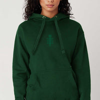 DMT Symbol - Green Embroidery on Forest Green Unisex Hoodie