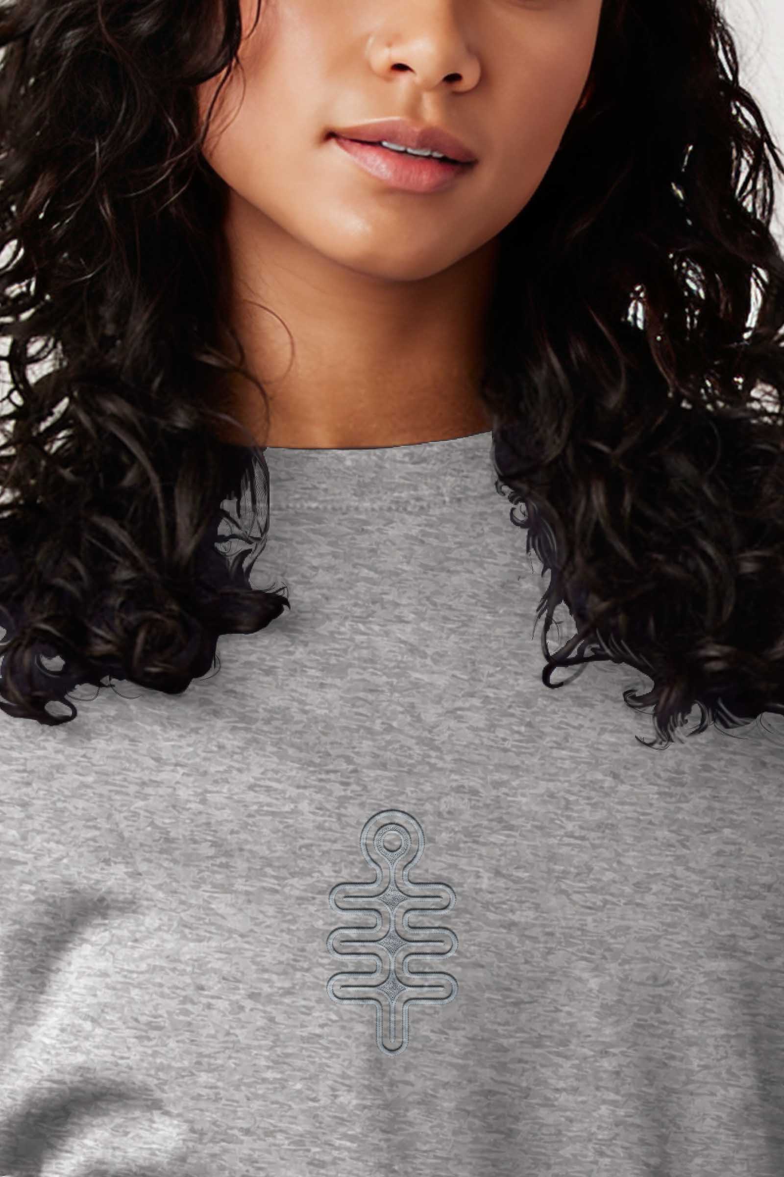 DMT Symbol - Monochrome Embroidery Woman Sweatshirt - Grey - symbolika