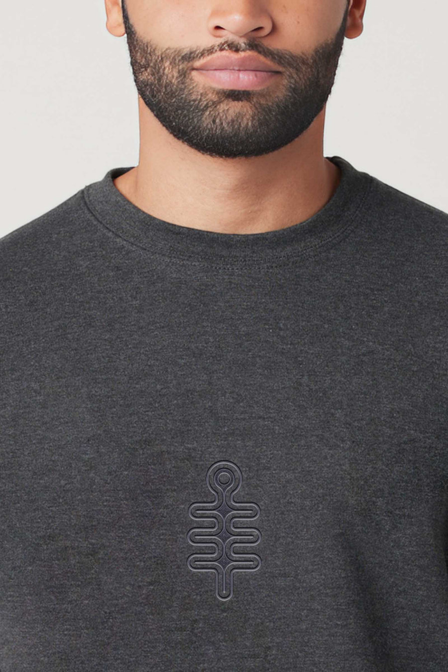 DMT Symbol - DMT Symbol - Monochrome Embroidery Men Sweatshirt - Dark - symbolika