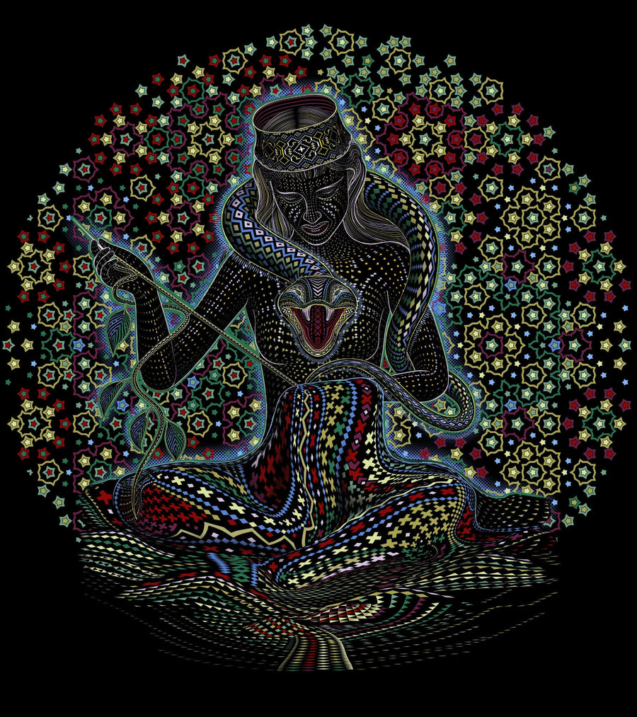 Shipibo Sacred Geometry T-Shirt: Psychedelic Trance Organic Cotton