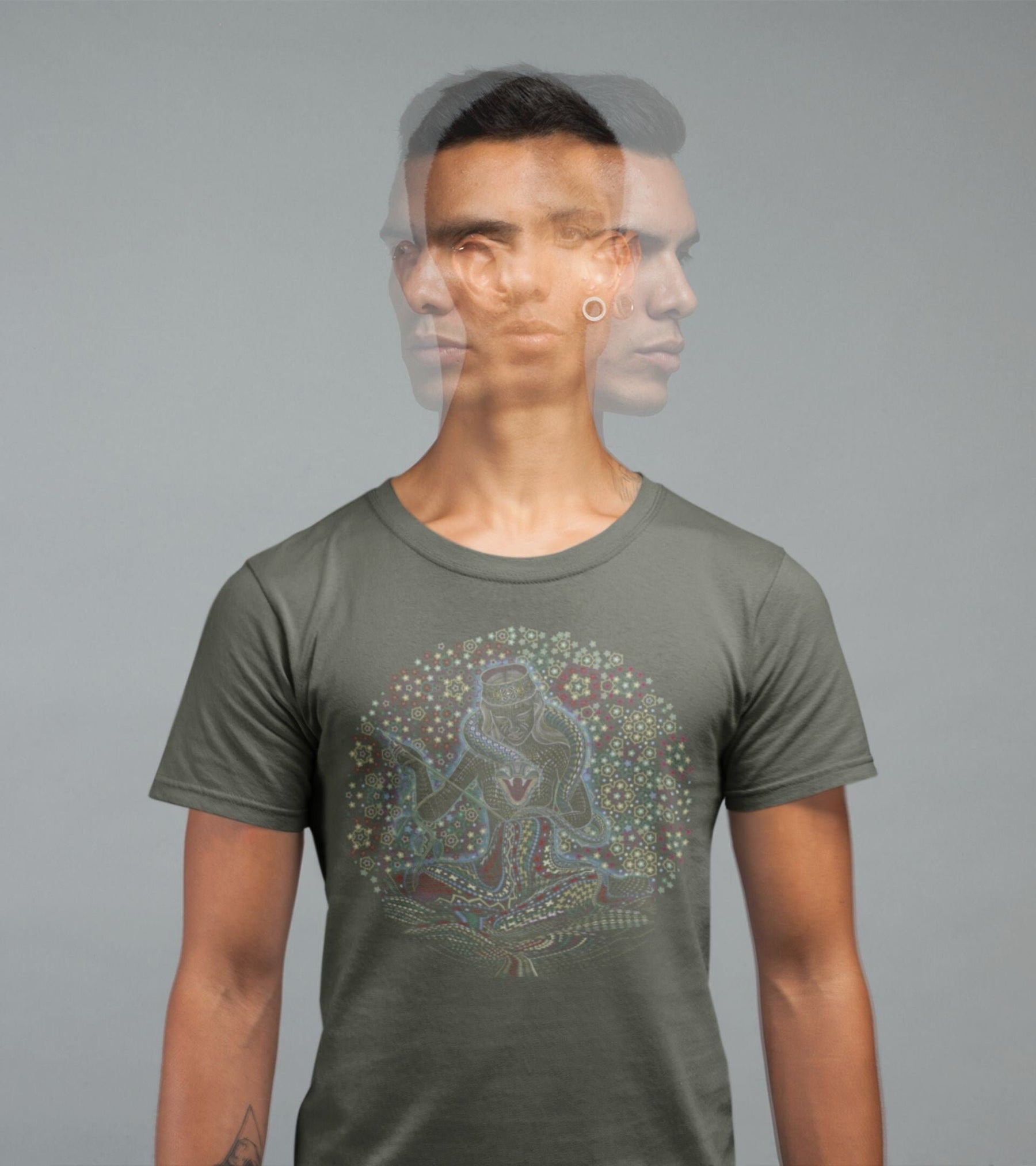 Shipibo Sacred Geometry T-Shirt: Psychedelic Trance Organic Cotton