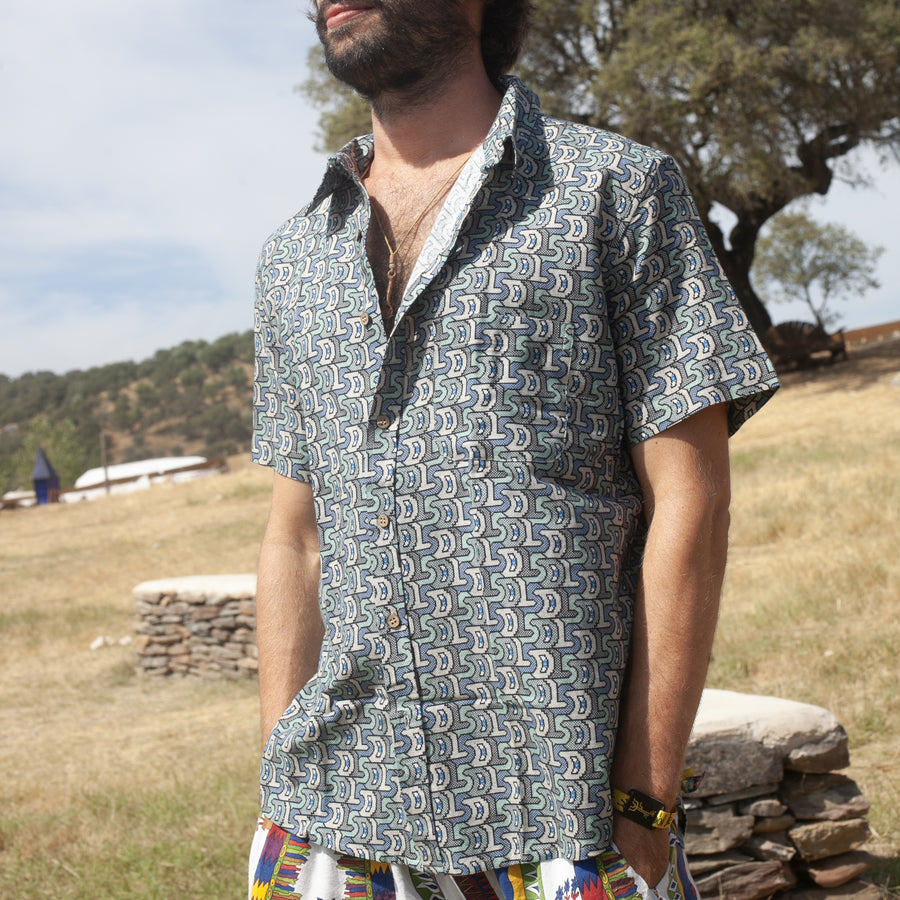 DIGITAL LSD Half Sleeve Button Up Shirt - symbolika