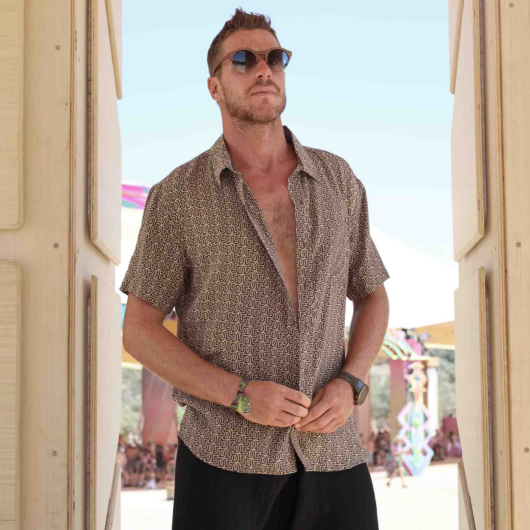 LSD DISCHARGE Half Sleeve Button Up Shirt - symbolika