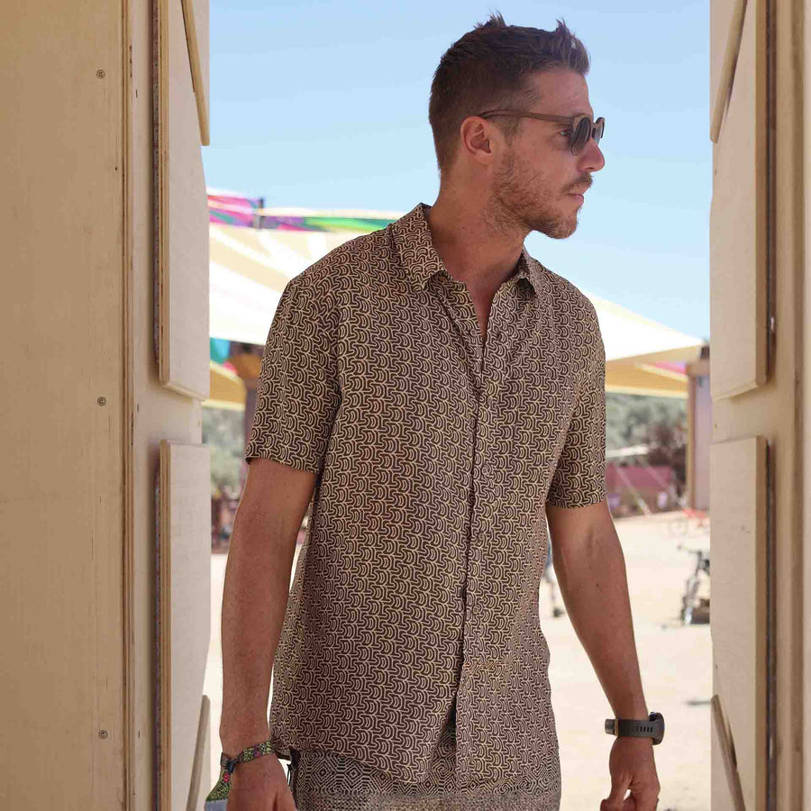 LSD DISCHARGE Half Sleeve Button Up Shirt - symbolika