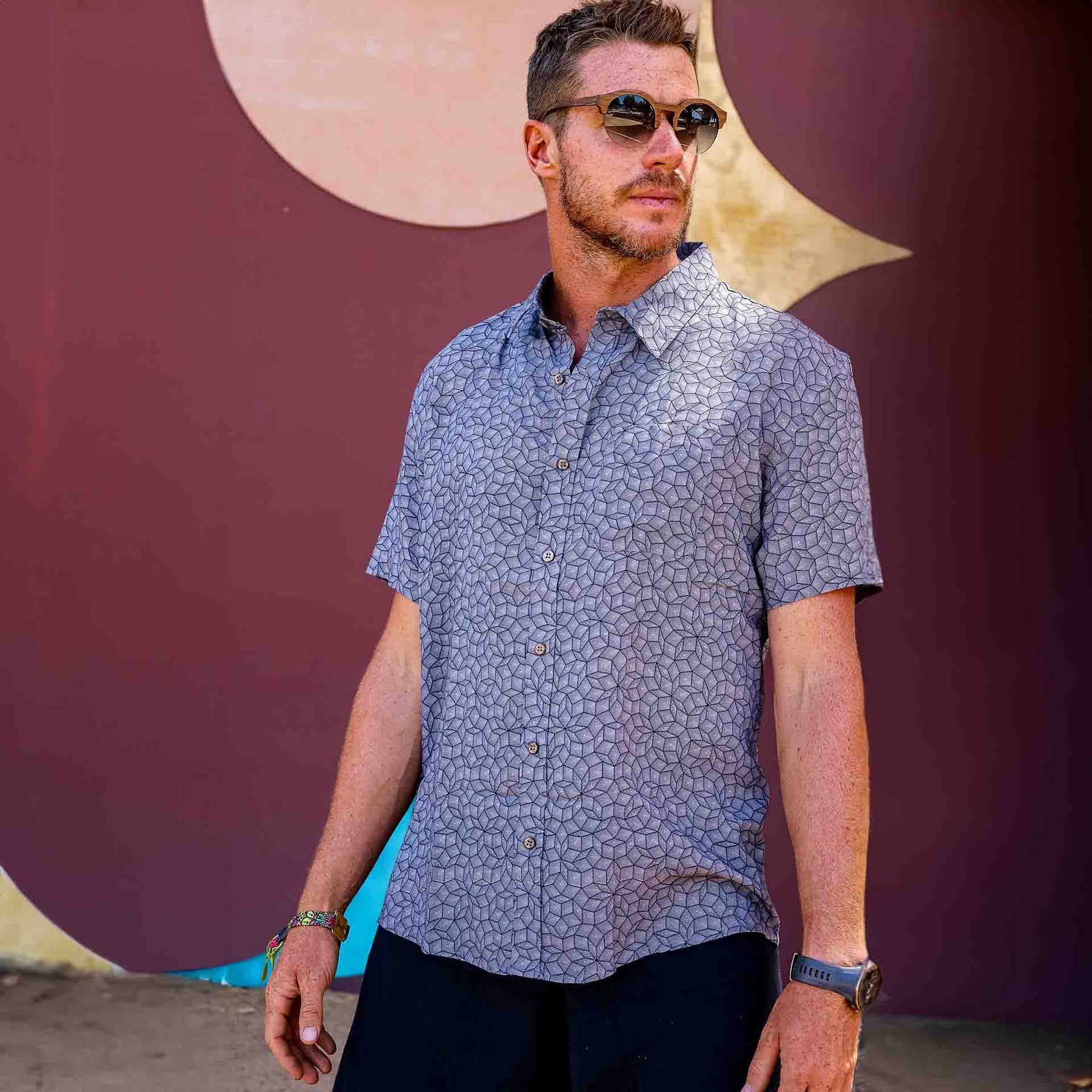 PENROSE Half Sleeve Button Up Shirt - symbolika