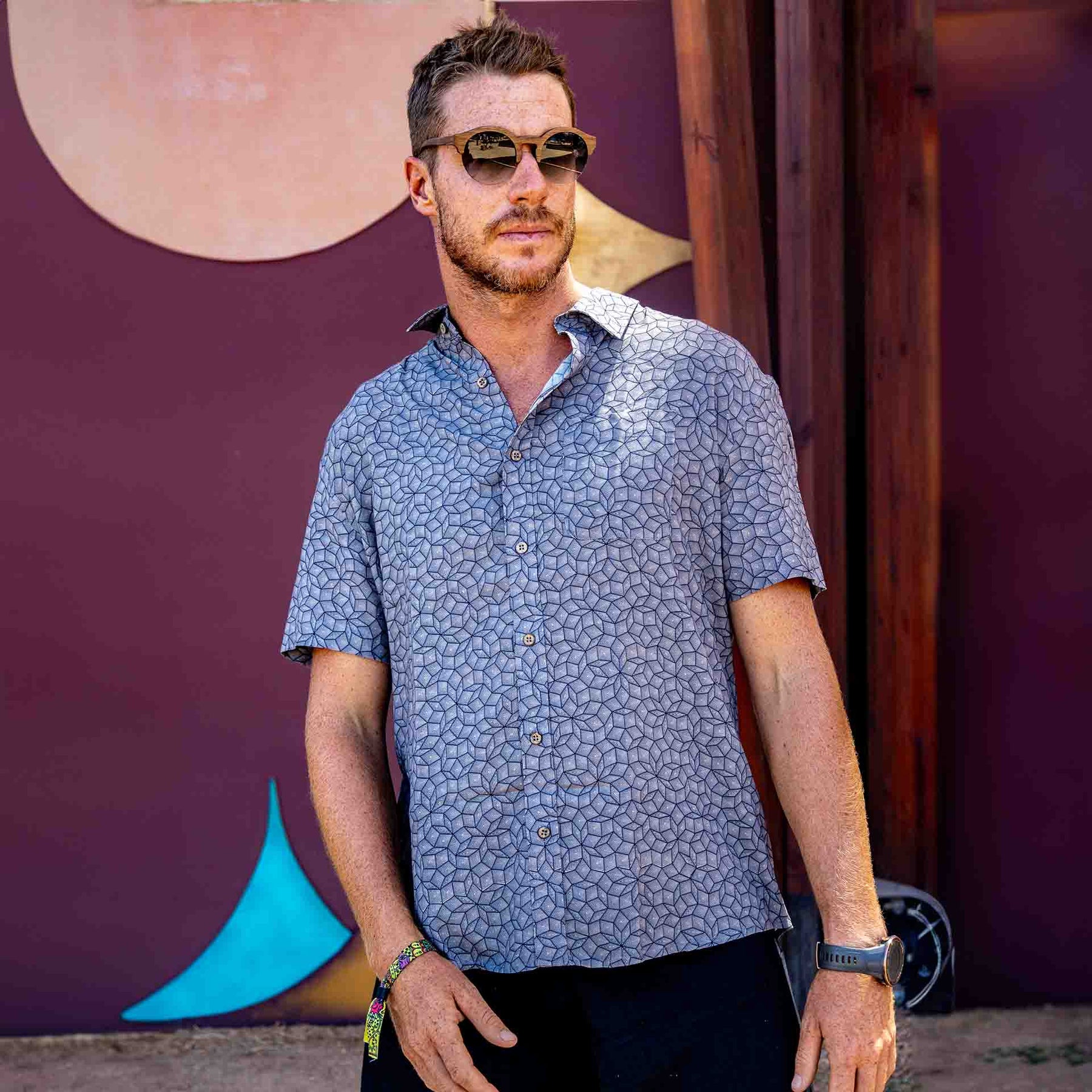 PENROSE Half Sleeve Button Up Shirt - symbolika