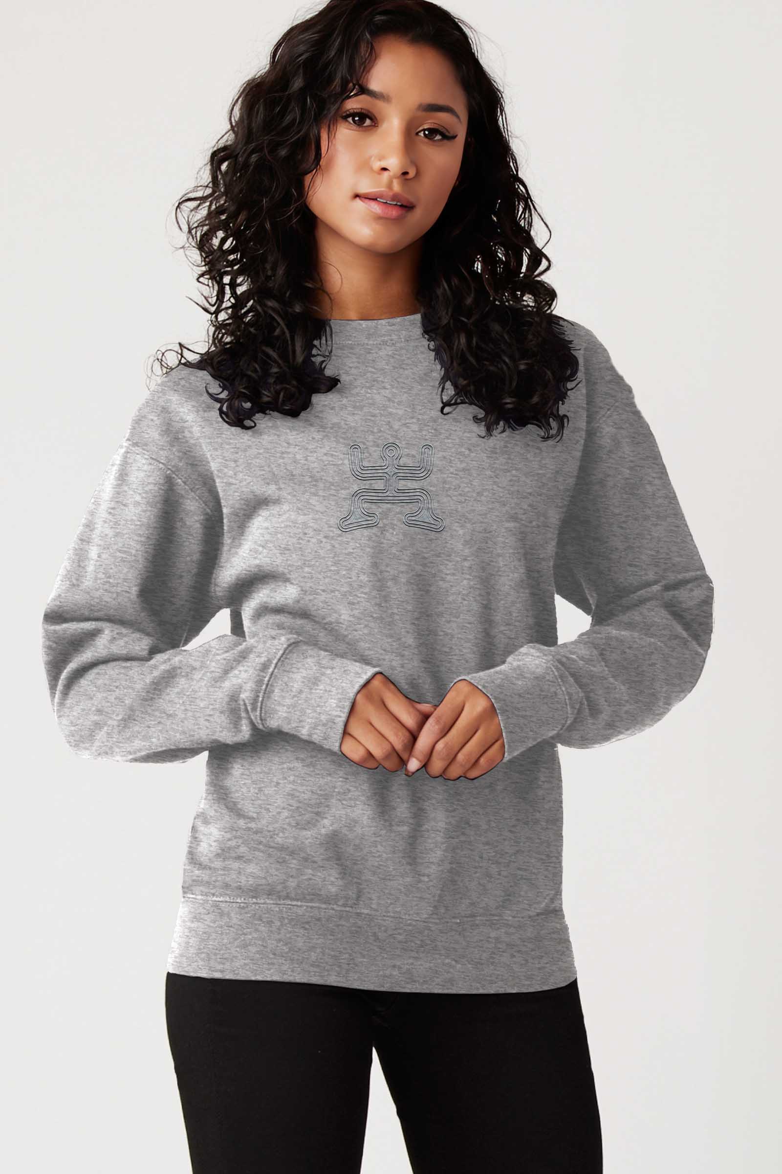 Psychedelic Party - Monochrome Embroidery Women Sweatshirt - Carbon Grey - symbolika