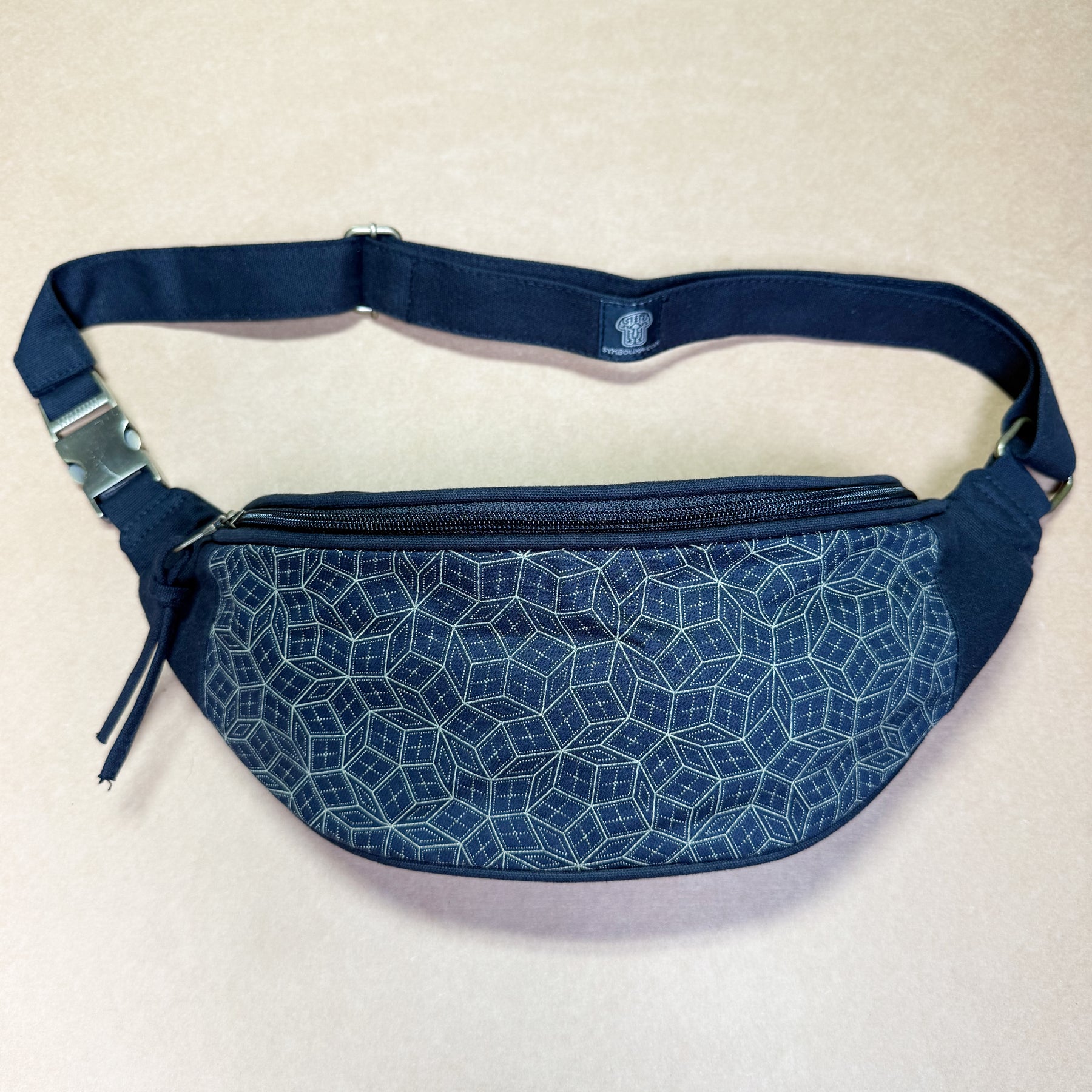 Penrose Classic Fanny Pack - Mathematical Tiling Pattern on Navy Canvas by Symbolika