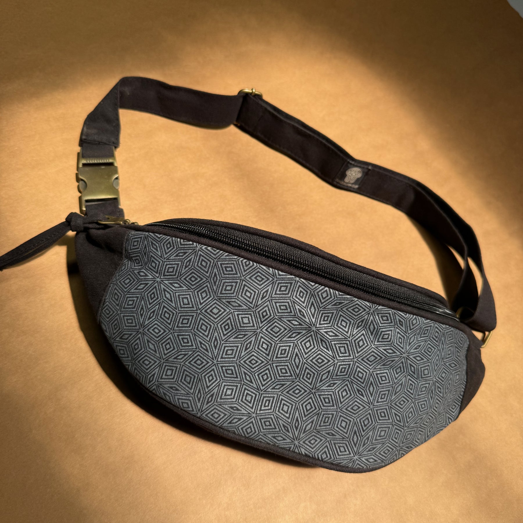 Penrose Cubes Glow Fanny Pack — Mathematical Tiling Art Fanny Pack - Front View by Symbolika