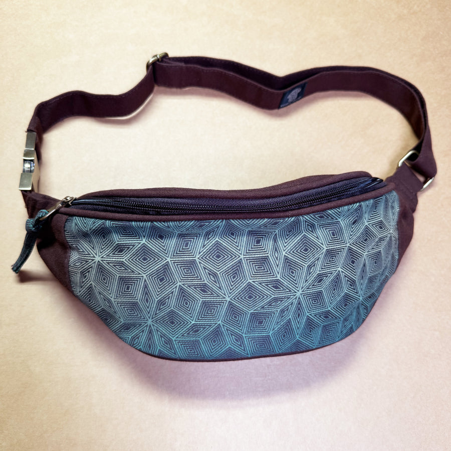 Mathematical Fanny Pack - Penrose cubes geometric design close-up by Symbolika