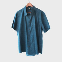 Shipibo Conibo Blue Half Sleeve Button Up Shirt
