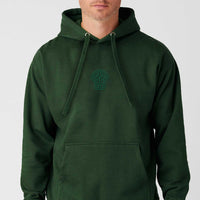 Shroom - Green Embroidery on Forest Green -  Men Hoodie