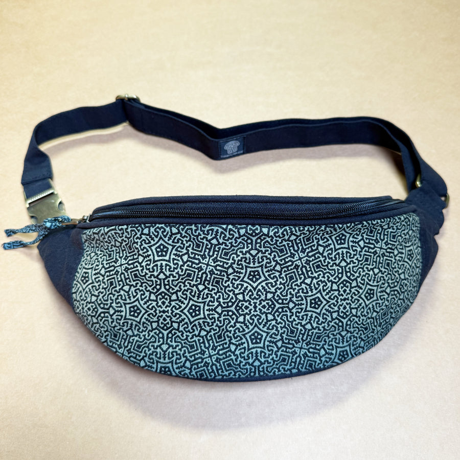 Shroomy Fanny Pack Black — Psilocybin Mushroom Art Fanny Pack - Front View by Symbolika