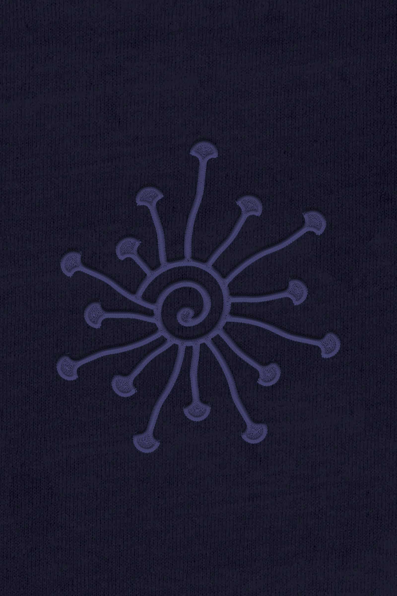 Shroomy - Monochrome Embroidery Men Sweatshirt - Navy Blue - symbolika