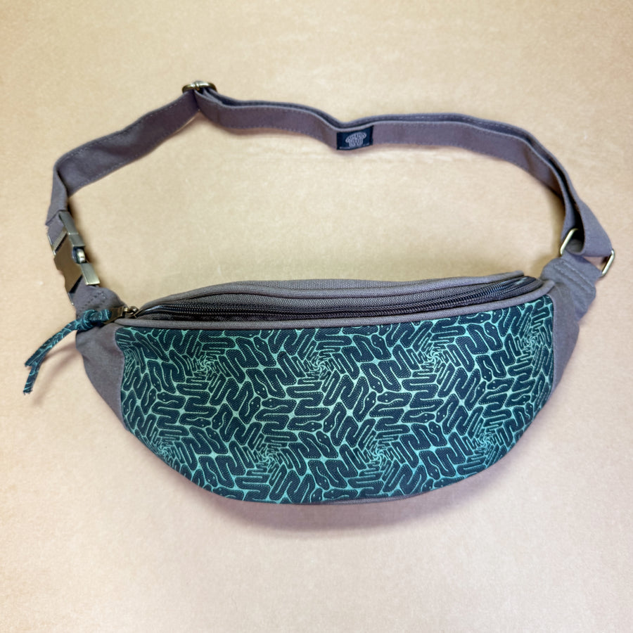 Snaxagons Gradient Fanny Pack — Serpentine Tessellation Art Fanny Pack - Detail Close-Up by Symbolika