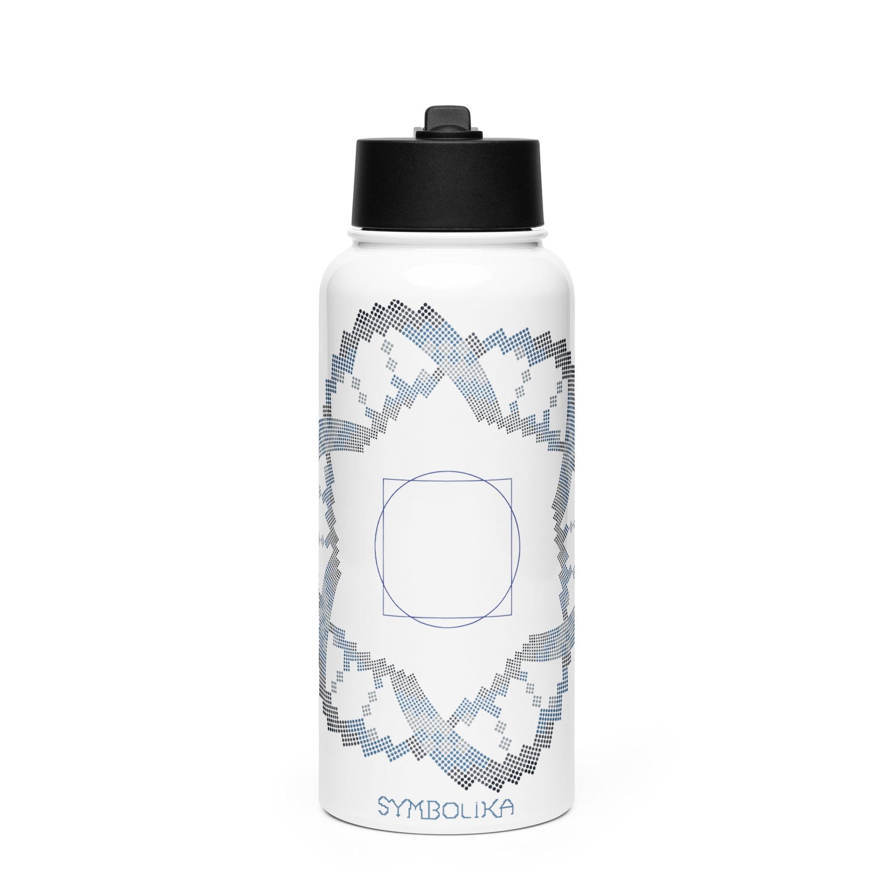 Square in a Circle Water Bottle — visionary art by Symbolika
