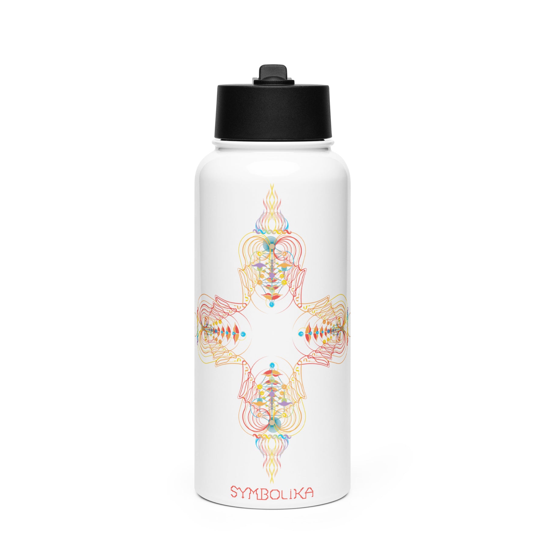 InhalExhale Cross Water Bottle — visionary art by Symbolika
