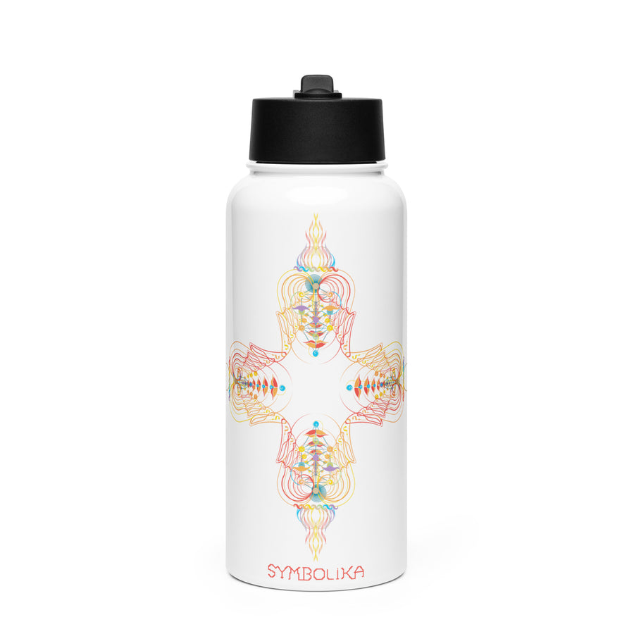 InhalExhale Cross Water Bottle — visionary art by Symbolika