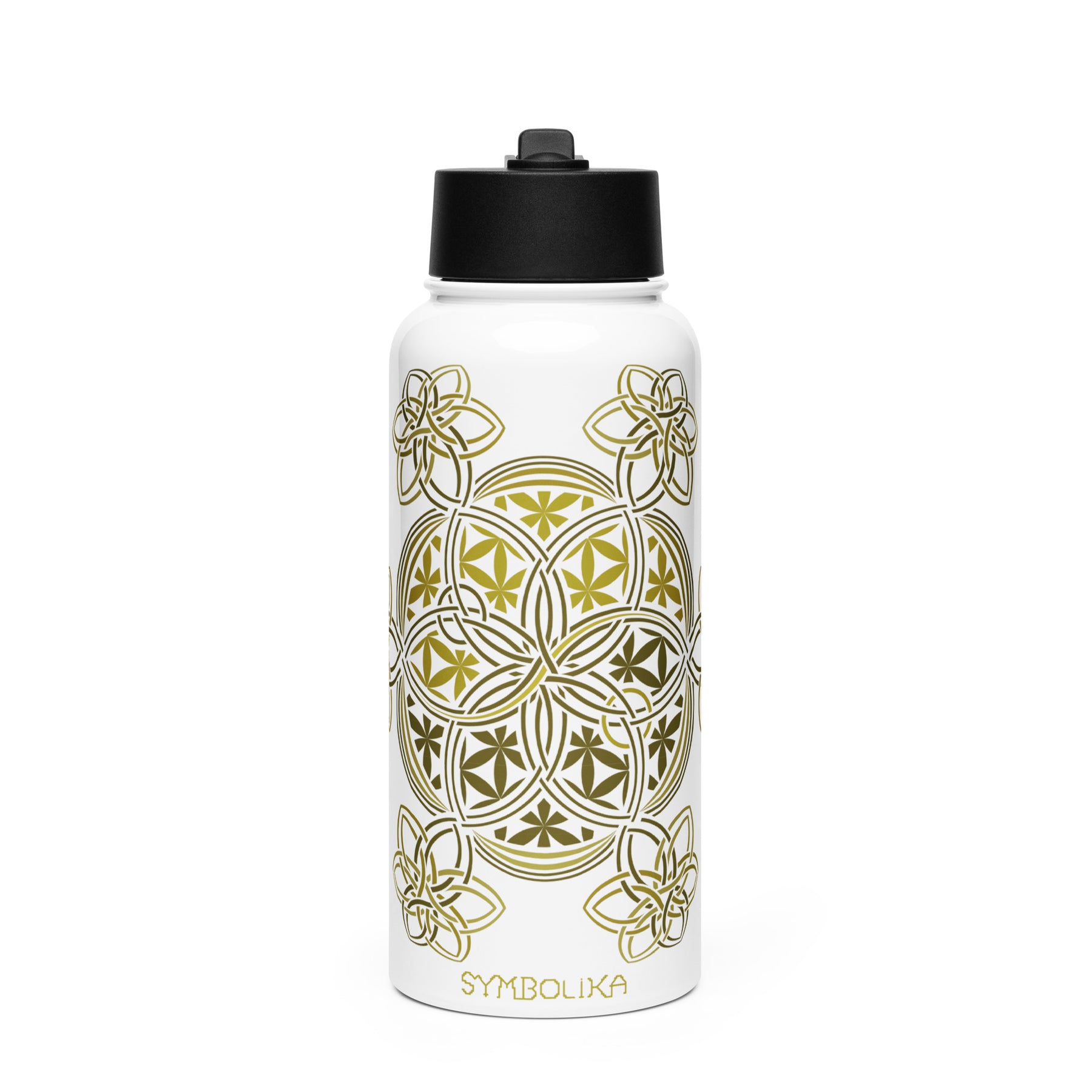 Flower of Life YinYang Water Bottle — visionary art by Symbolika