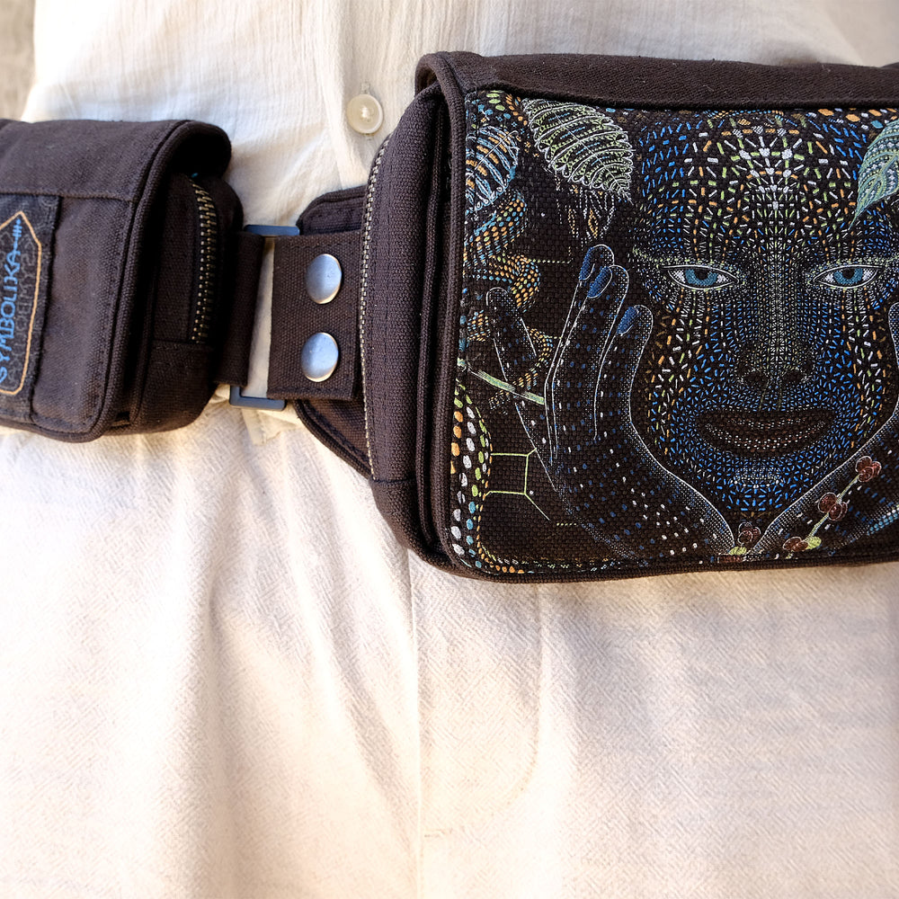 AYA Belt Bag - Mother Ayahuasca visionary art with botanical patterns by Symbolika