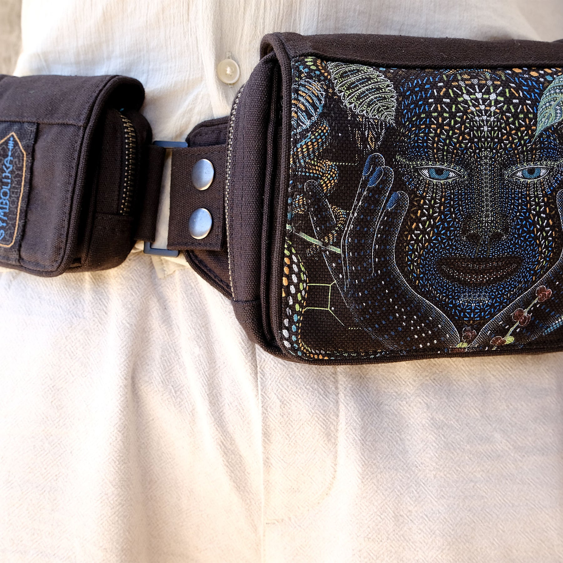 AYA Belt Bag - Mother Ayahuasca visionary art with botanical patterns by Symbolika