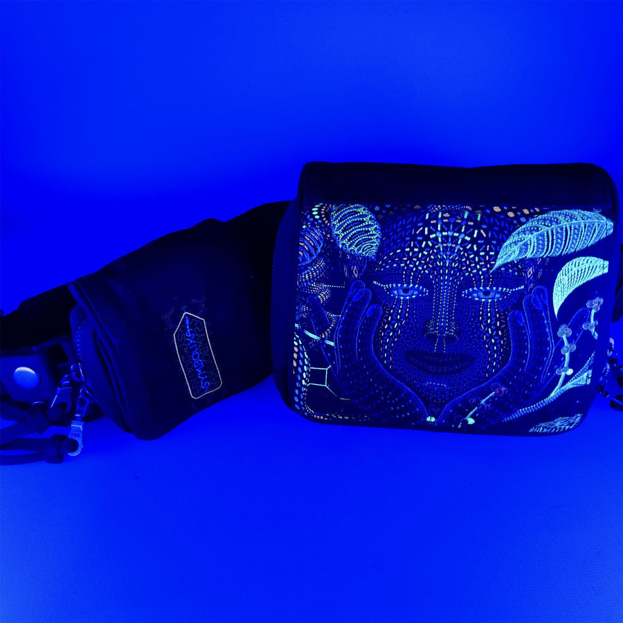 AYA Belt Bag — Ayahuasca Plant Medicine Art Psychedelic Art Print on Black T-Shirt by Symbolika