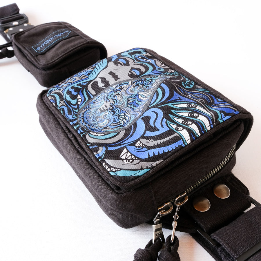 LSD Drop Belt Bag - Jimi Hendrix tessellation art in electric blue by Symbolika