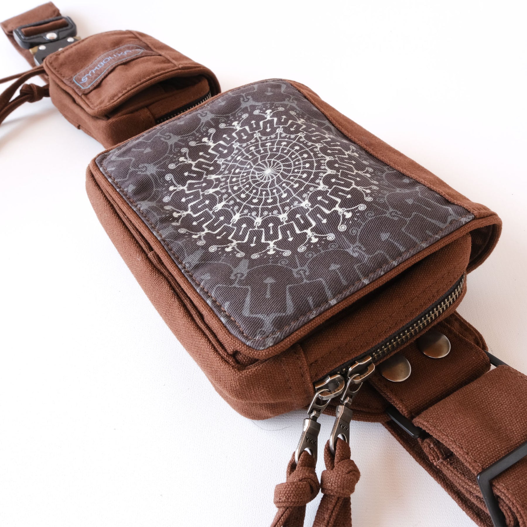 Shrooms Hora Belt Bag - Psychedelic mushroom mandala crossbody bag by Symbolika