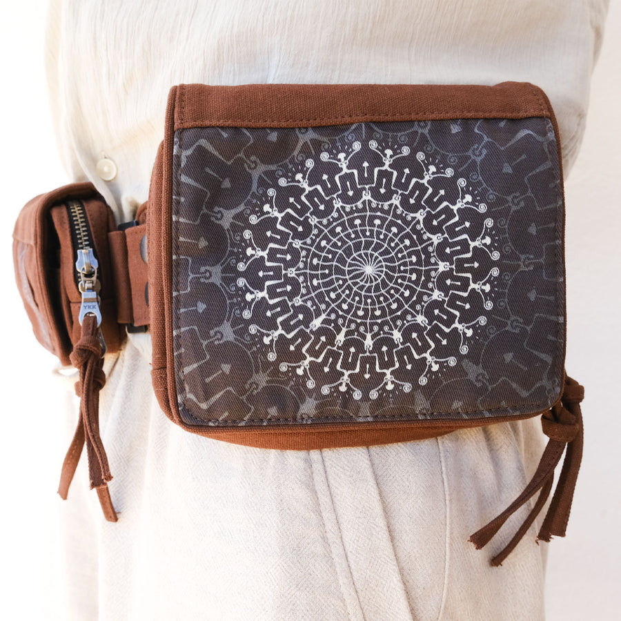 Shrooms Hora Belt Bag — Mushroom Mandala Art Belt Bag - Back View by Symbolika