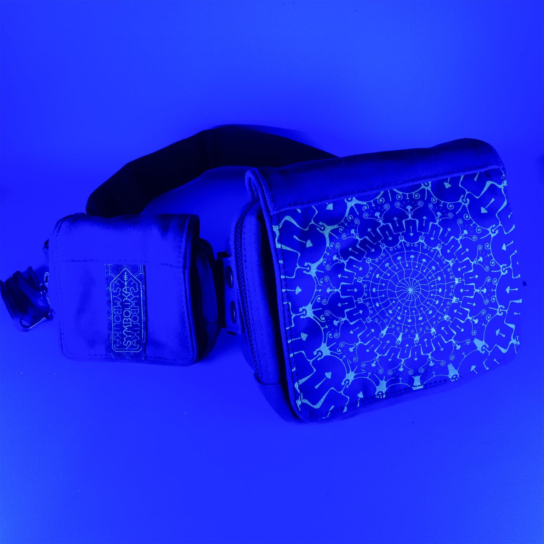 Shrooms Hora Belt Bag — Mushroom Mandala Art Belt Bag - Detail Close-Up by Symbolika