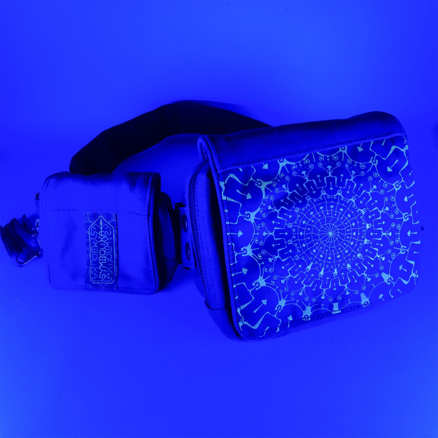 Shrooms Hora Belt Bag — Mushroom Mandala Art Belt Bag - Detail Close-Up by Symbolika