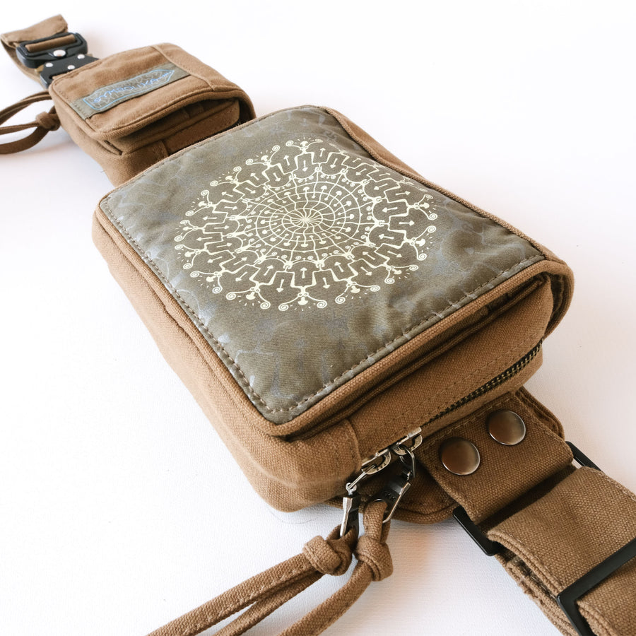 Shroom Hora Belt Bag — Psilocybin Mushroom Mandala Art Belt Bag - Detail Close-Up by Symbolika
