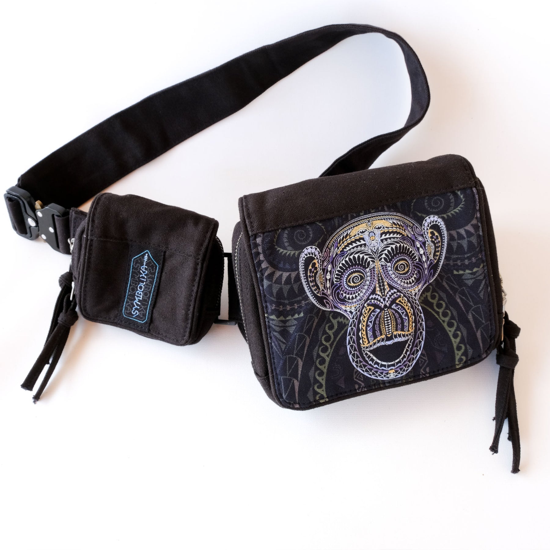 Ta Monkey Belt Bag — Psychedelic Primate Art Fanny Pack - Back View by Symbolika